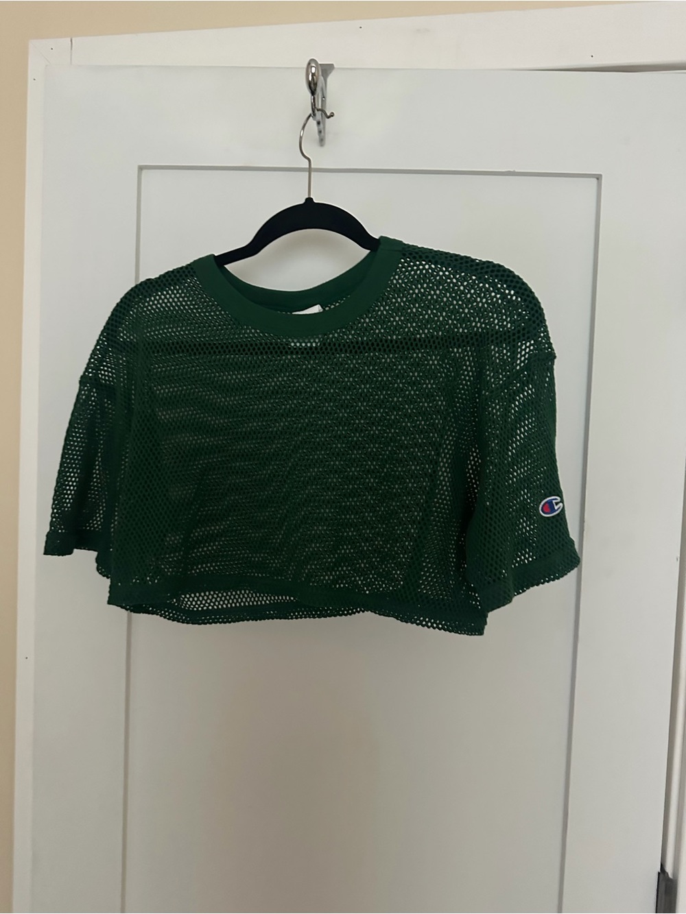 Champion Women's Green Mesh Cropped Tee